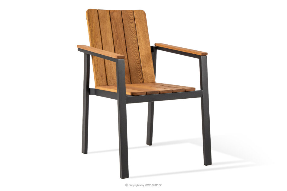 LENTI Drewniany mały stół ogrodowy z krzesłami 4szt brązowy/antracytowy - zdjęcie 3