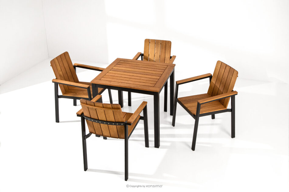 LENTI Drewniany mały stół ogrodowy z krzesłami 4szt brązowy/antracytowy - zdjęcie 1