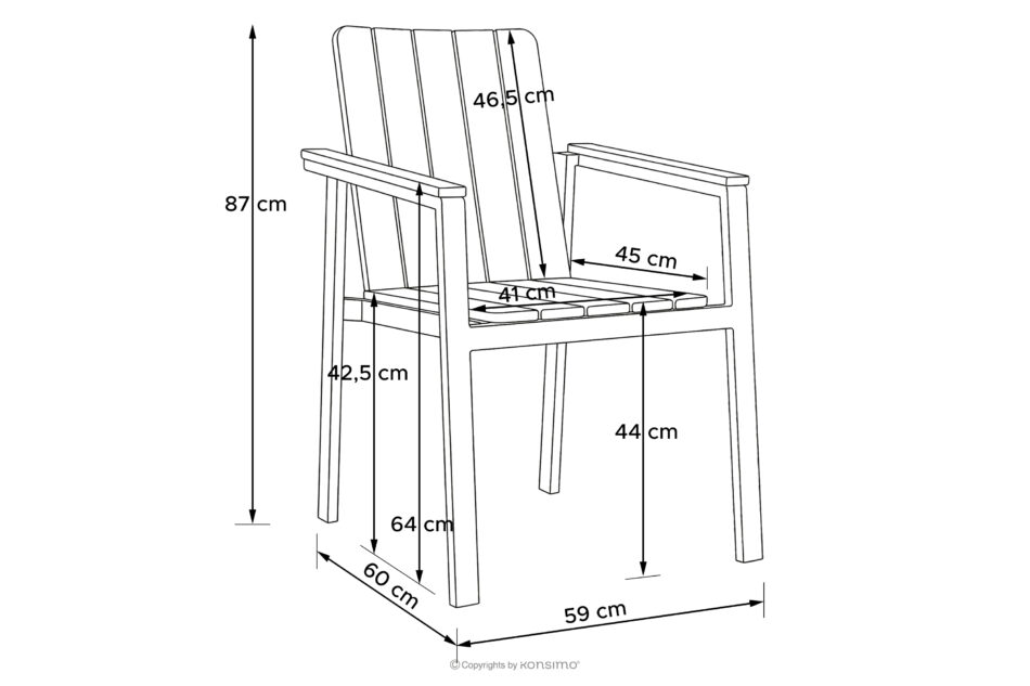 LENTI Drewniany stół ogrodowy z krzesłami 6szt brązowy/antracytowy - zdjęcie 22
