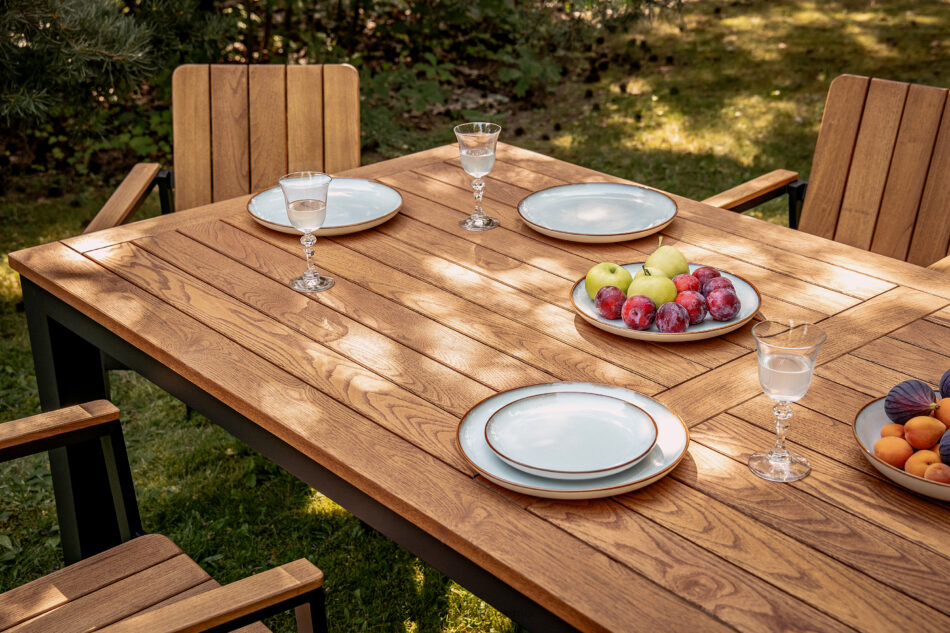 LENTI Drewniany stół ogrodowy z krzesłami 8szt brązowy/antracytowy - zdjęcie 18