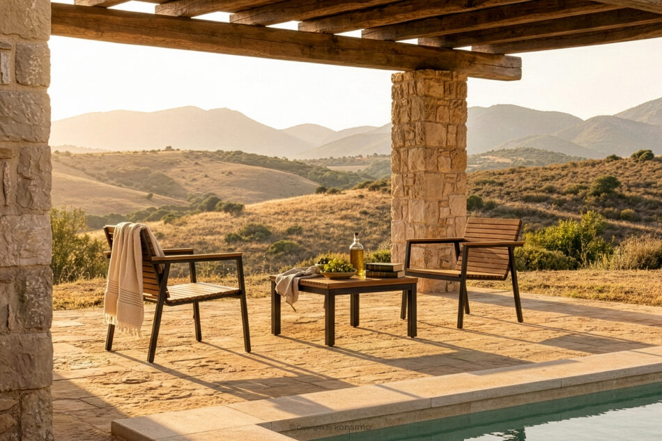 ARIATO Krzesło ogrodowe z drewna i aluminium brązowy/antracytowy - zdjęcie 10