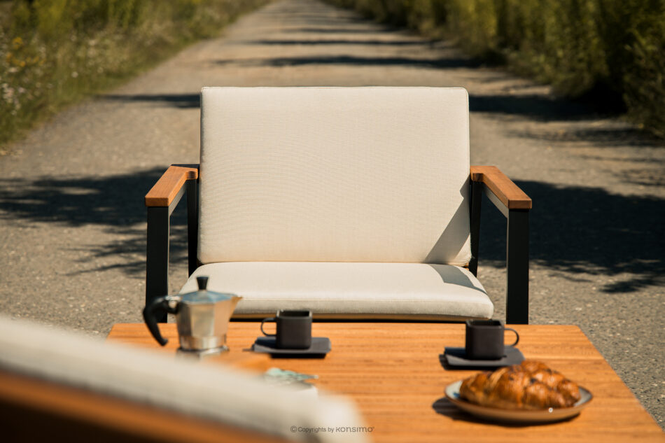 ARIATO Krzesło ogrodowe z drewna i aluminium brązowy/antracytowy/beżowy - zdjęcie 13