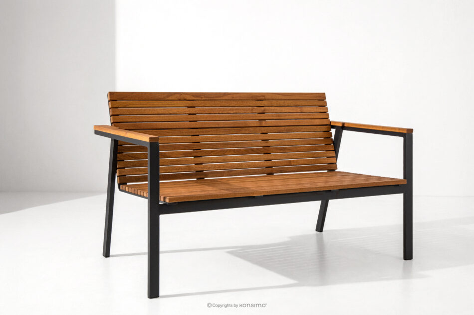 ARIATO Ławka ogrodowa z drewna i aluminium brązowy/antracytowy - zdjęcie 1