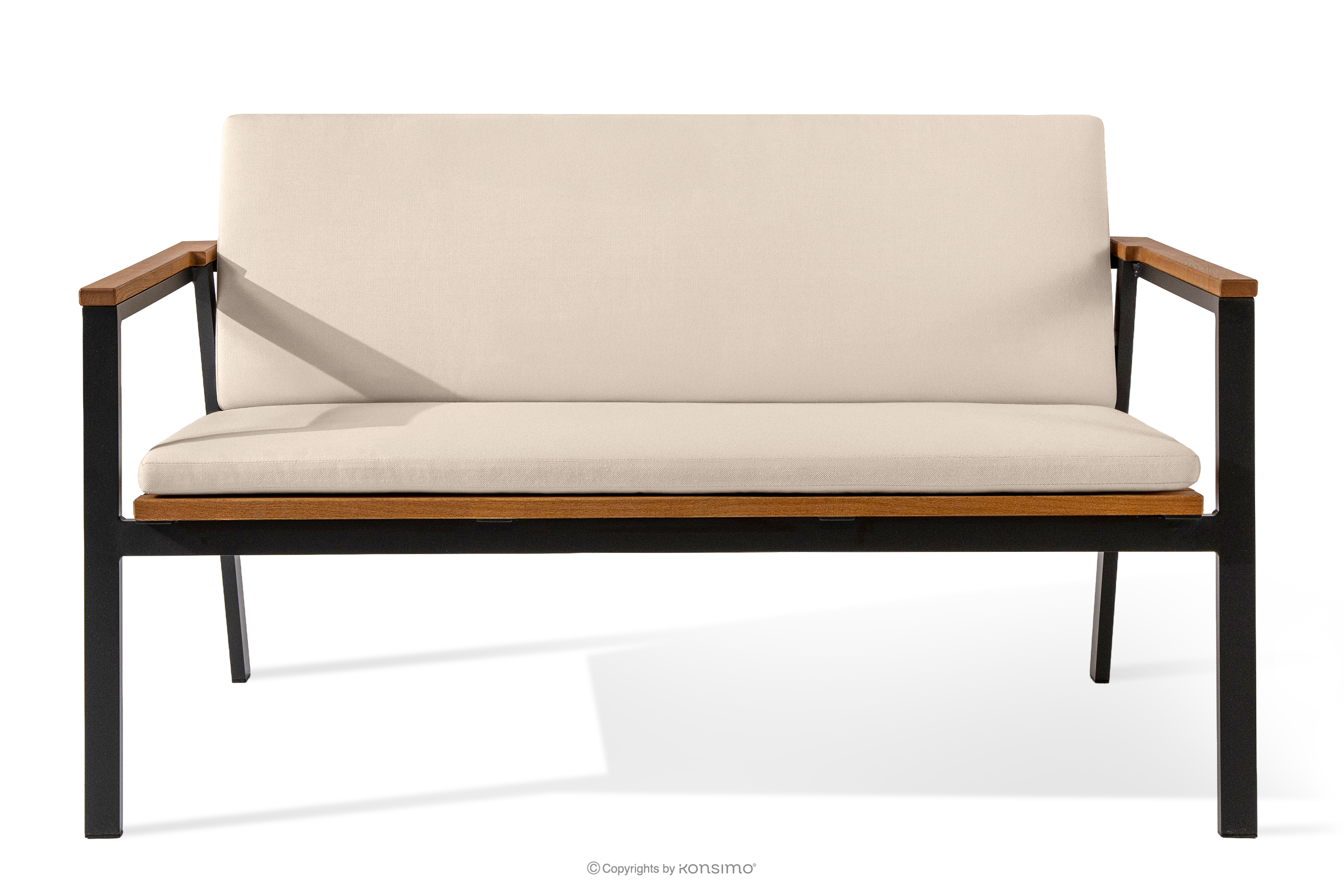 Ławka ogrodowa z drewna i aluminium