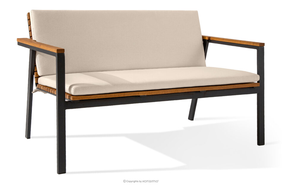 ARIATO Ławka ogrodowa z drewna i aluminium brązowy/antracytowy/beżowy - zdjęcie 2