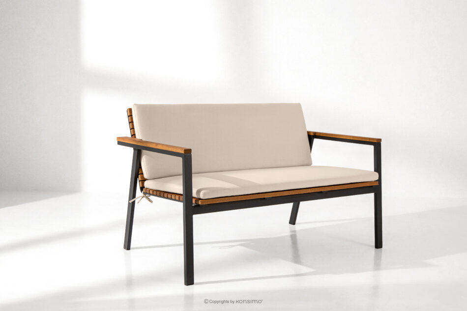 ARIATO Ławka ogrodowa z drewna i aluminium brązowy/antracytowy/beżowy - zdjęcie 1