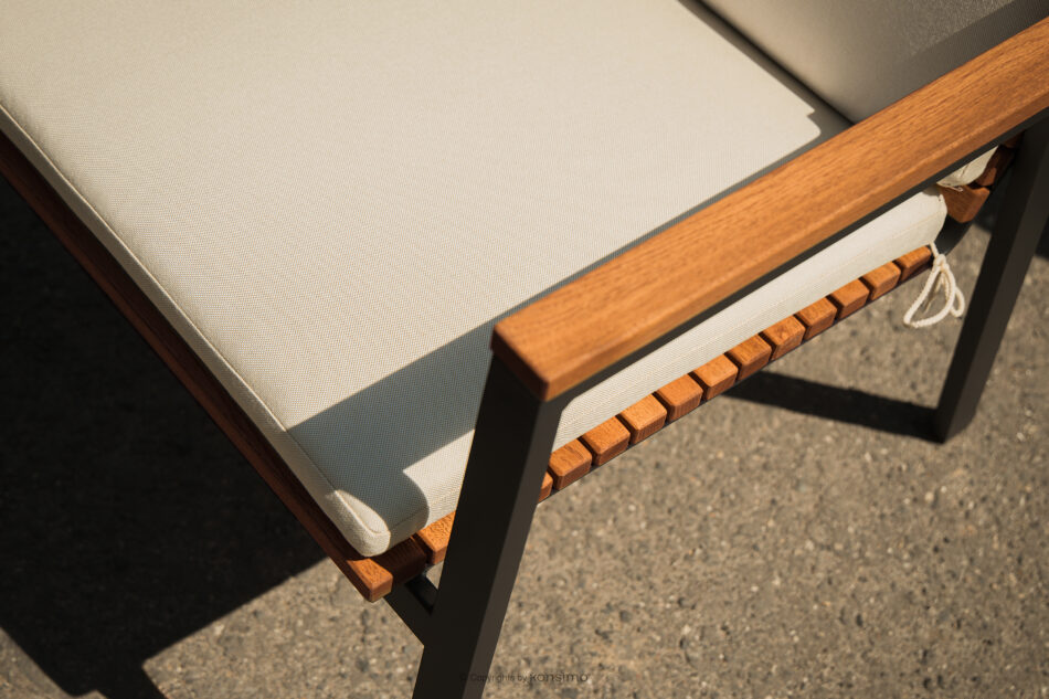 ARIATO Ławka ogrodowa z drewna i aluminium brązowy/antracytowy/beżowy - zdjęcie 12