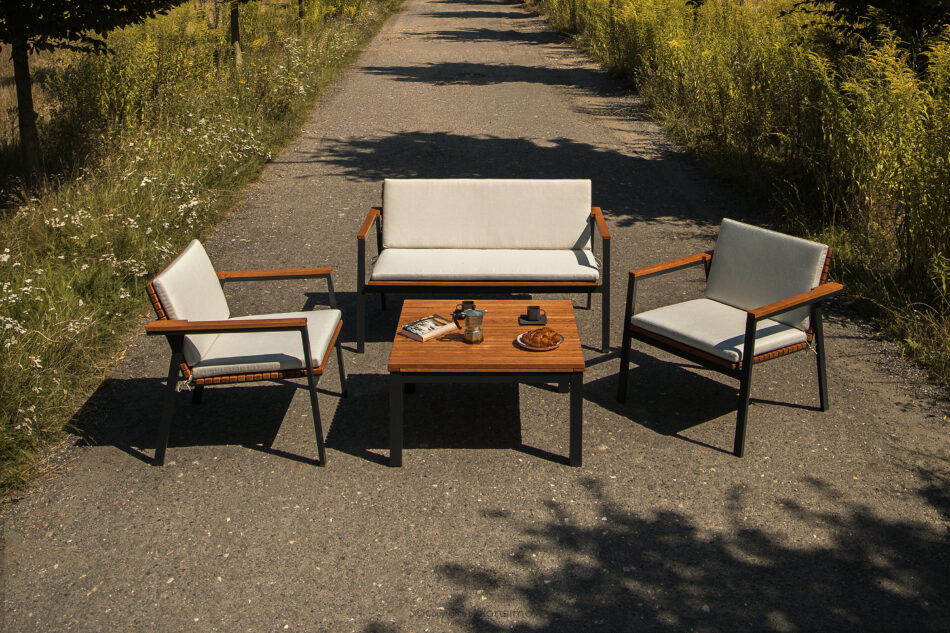 ARIATO Stolik ogrodowy z drewna i aluminium brązowy/antracytowy - zdjęcie 7