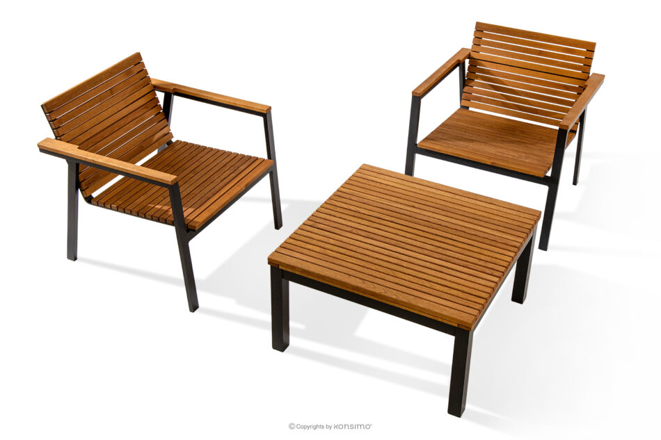 ARIATO Zestaw mebli ogrodowych z drewna i metalu 2x krzesła, stół brązowy/antracytowy - zdjęcie 0