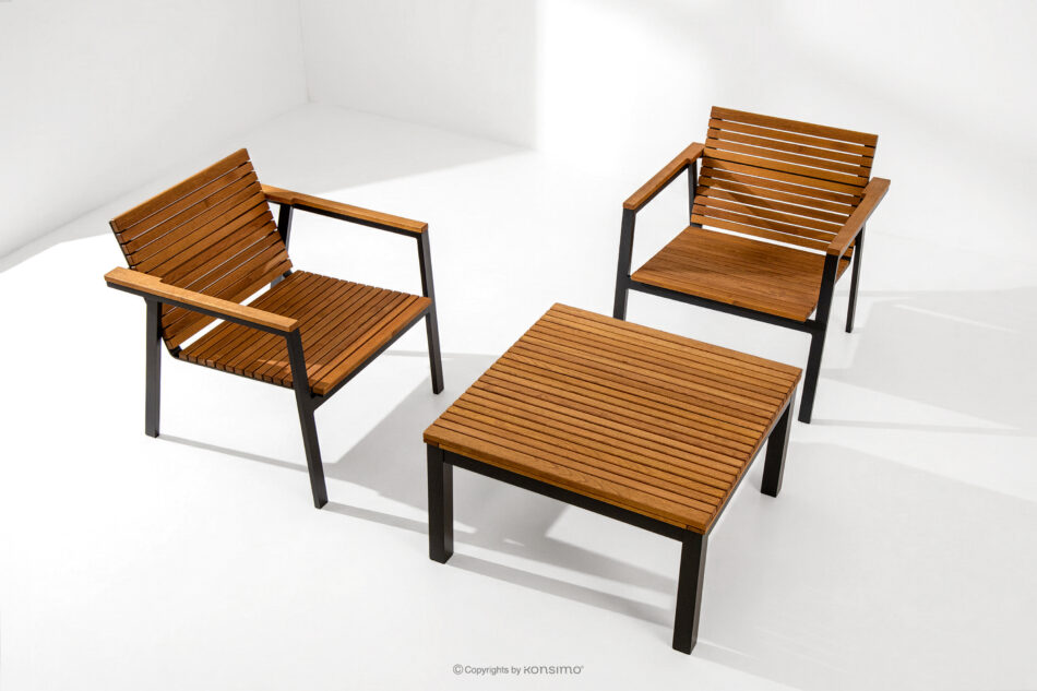 ARIATO Zestaw mebli ogrodowych z drewna i metalu 2x krzesła, stół brązowy/antracytowy - zdjęcie 1