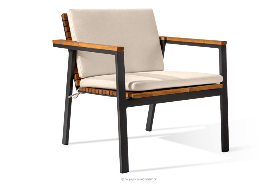 ARIATO Zestaw mebli ogrodowych z drewna i metalu 2x krzesło, stół brązowy/antracytowy/beżowy - zdjęcie 3