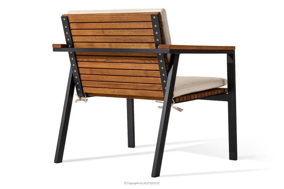 ARIATO Zestaw mebli ogrodowych z drewna i metalu 2x krzesło, stół brązowy/antracytowy/beżowy - zdjęcie 4
