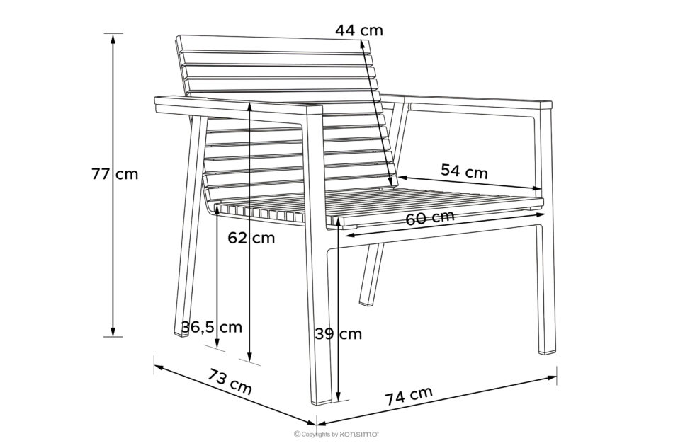ARIATO Zestaw mebli ogrodowych z drewna i metalu 4x krzesła, stół brązowy/antracytowy - zdjęcie 19