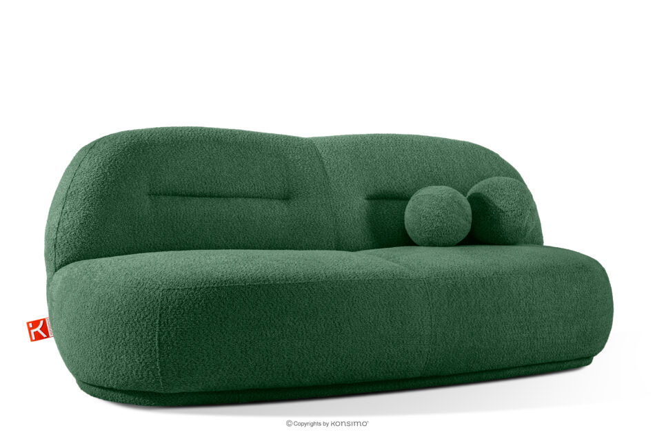 MALVE Sofa trzyosobowa boucle w stylu japandi ciemny zielony ciemny zielony - zdjęcie 2