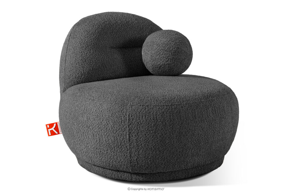 MALVE Fotel w tkaninie boucle w stylu japandi antracytowy antracytowy - zdjęcie 2