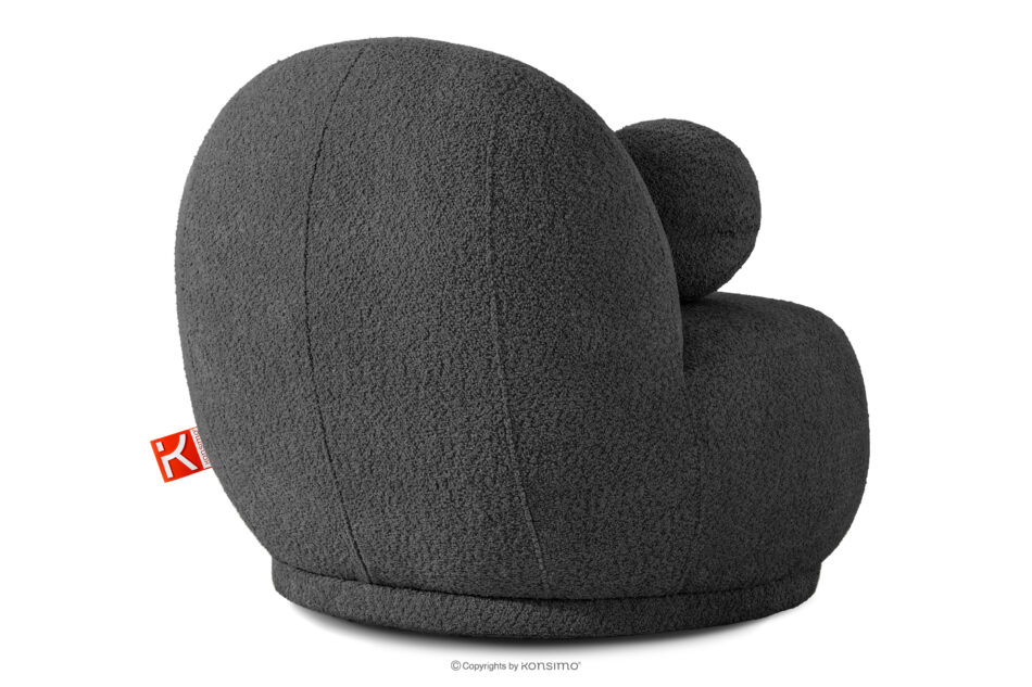 MALVE Fotel w tkaninie boucle w stylu japandi antracytowy antracytowy - zdjęcie 3