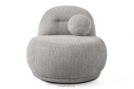 Fotel w tkaninie boucle w stylu japandi stalowy