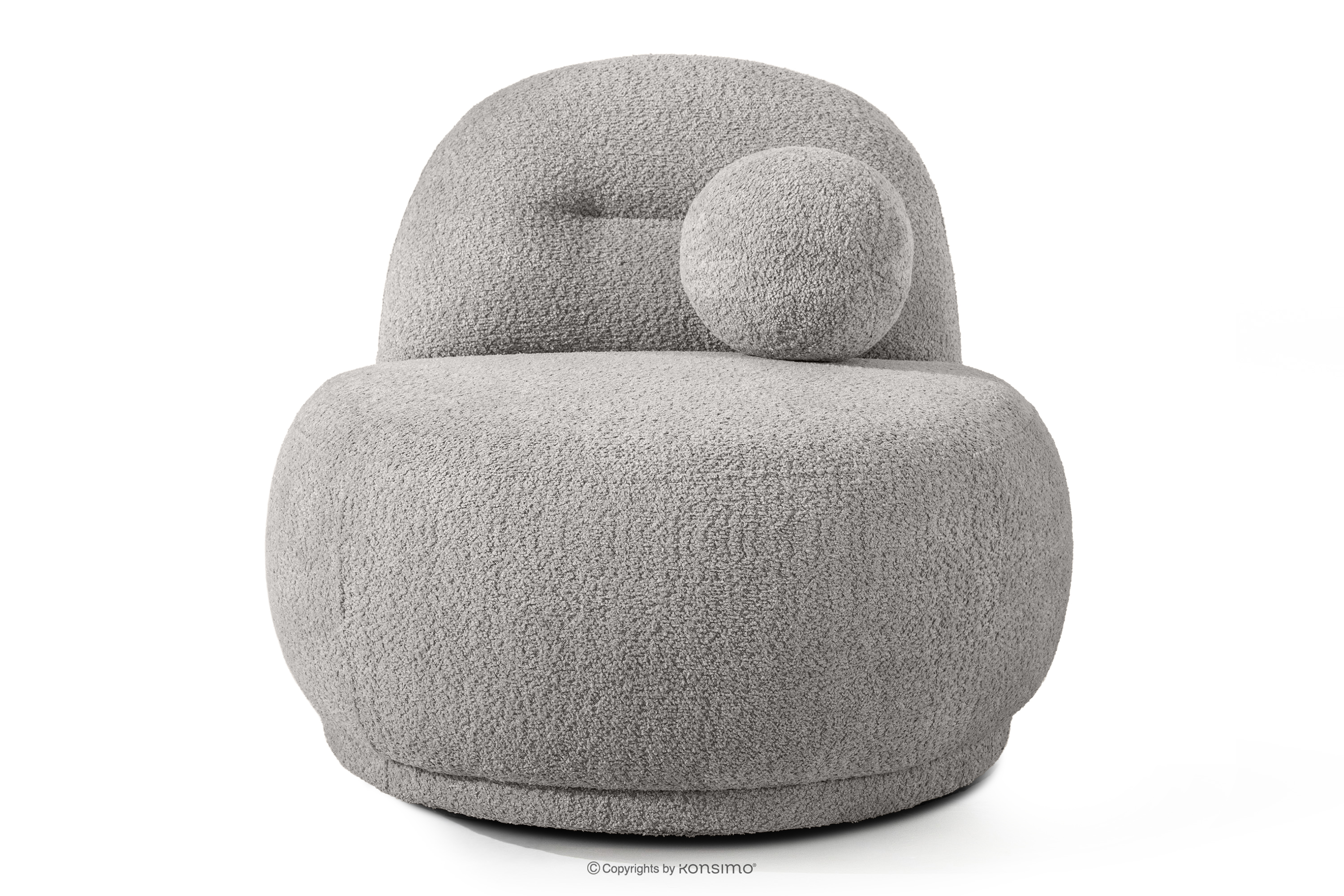 Fotel w tkaninie boucle w stylu japandi stalowy