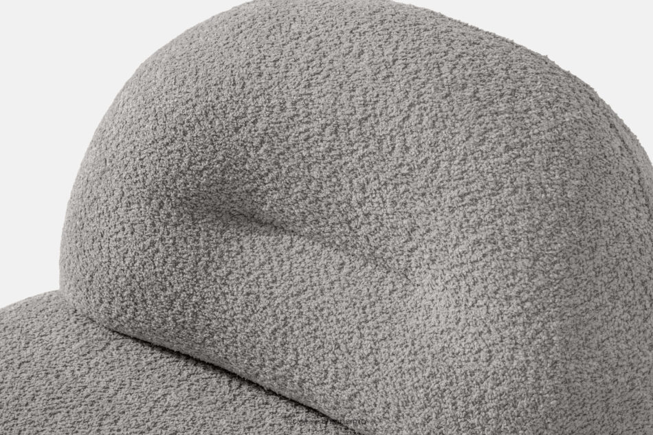 MALVE Fotel w tkaninie boucle w stylu japandi stalowy stalowy - zdjęcie 6