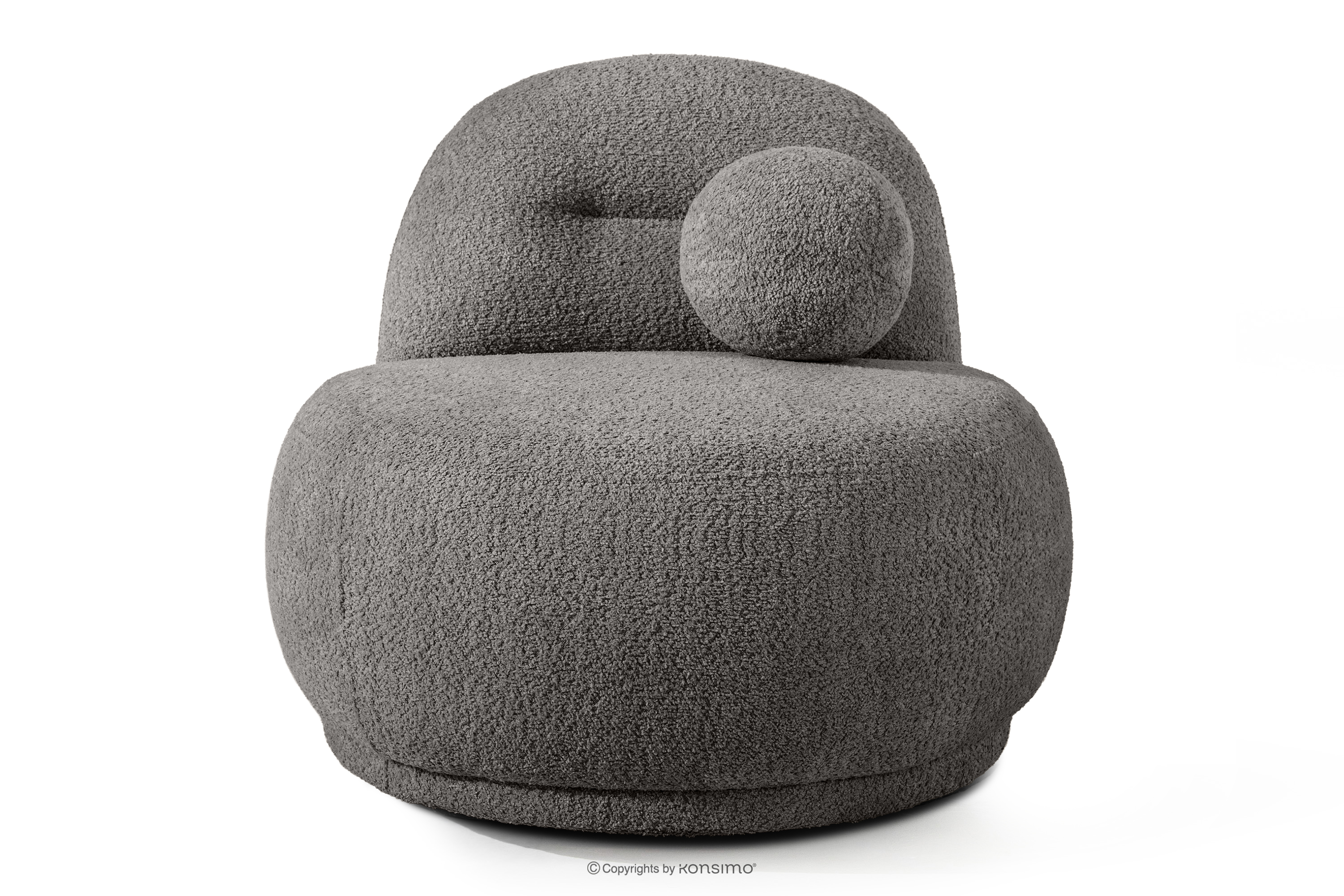 Fotel w tkaninie boucle w stylu japandi ciemny szary