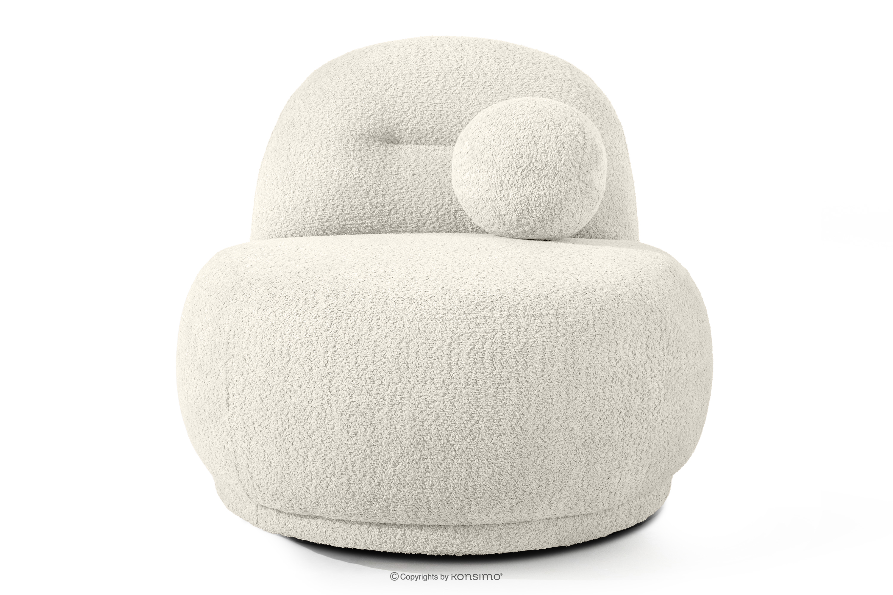 Fotel w tkaninie boucle w stylu japandi biały