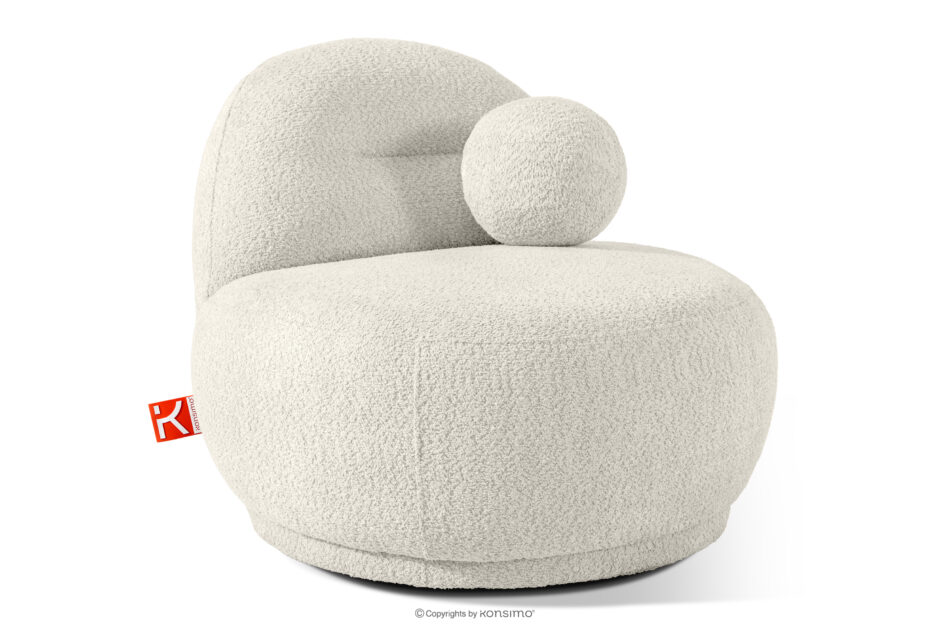 MALVE Fotel w tkaninie boucle w stylu japandi biały biały - zdjęcie 2