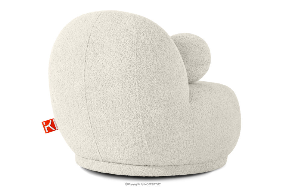 MALVE Fotel w tkaninie boucle w stylu japandi biały biały - zdjęcie 3