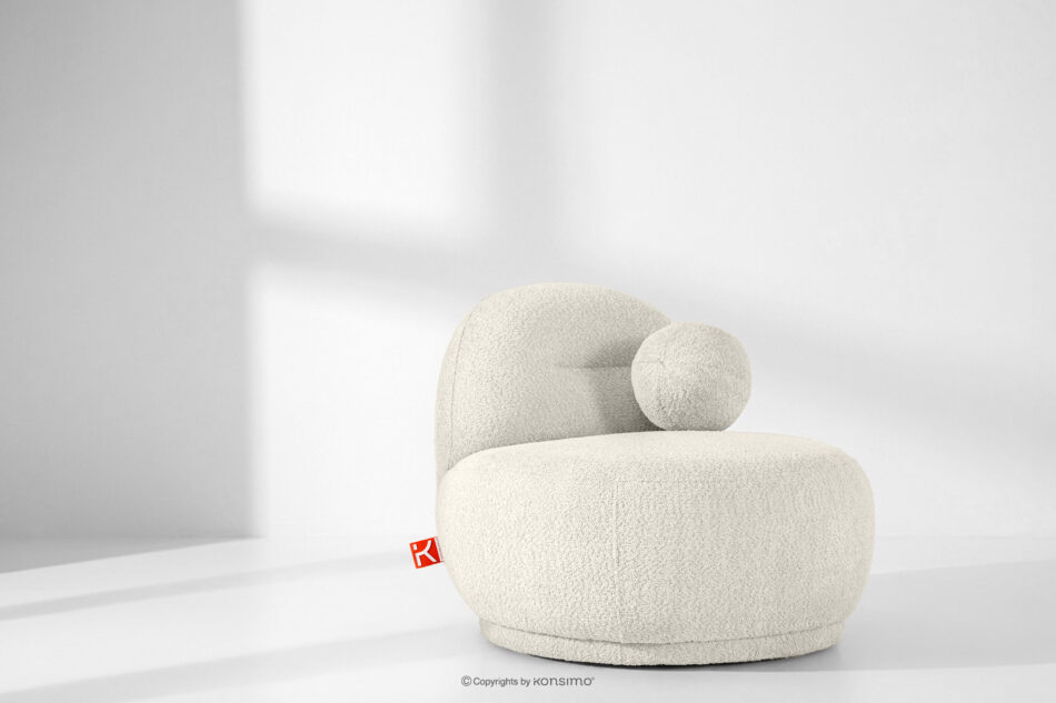 MALVE Fotel w tkaninie boucle w stylu japandi biały biały - zdjęcie 12