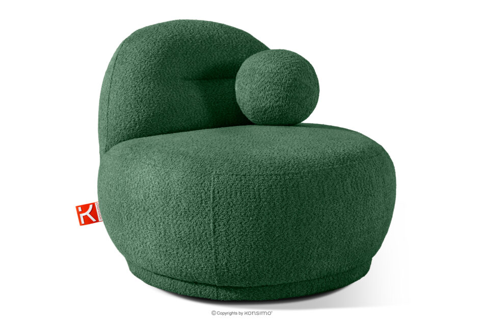 MALVE Fotel w tkaninie boucle w stylu japandi ciemny zielony ciemny zielony - zdjęcie 2