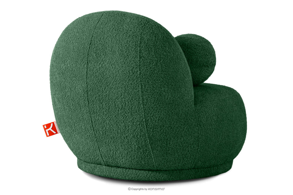 MALVE Fotel w tkaninie boucle w stylu japandi ciemny zielony ciemny zielony - zdjęcie 3