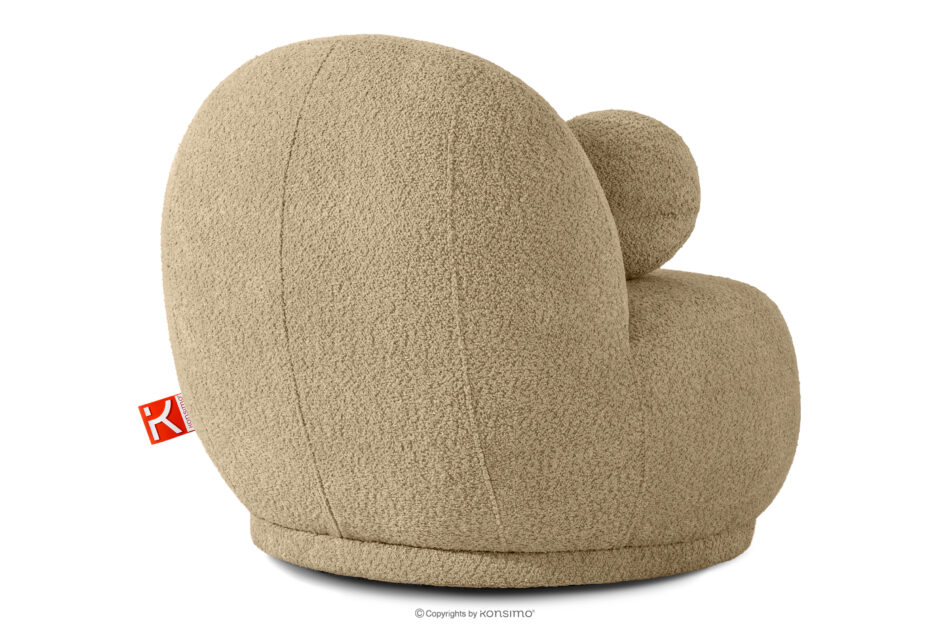 MALVE Fotel w tkaninie boucle w stylu japandi ciemny beżowy ciemny beżowy - zdjęcie 3