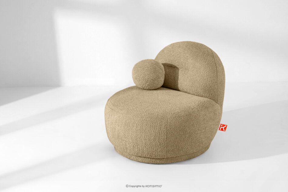 MALVE Fotel w tkaninie boucle w stylu japandi ciemny beżowy ciemny beżowy - zdjęcie 13