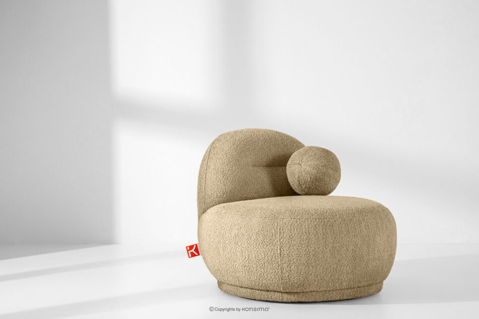 MALVE Fotel w tkaninie boucle w stylu japandi ciemny beżowy ciemny beżowy - zdjęcie 12