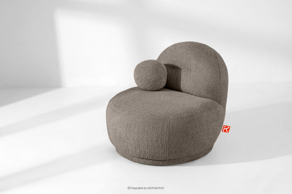 MALVE Fotel w tkaninie boucle w stylu japandi chłodny brązowy chłodny brązowy - zdjęcie 13