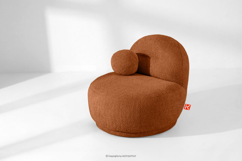 MALVE Fotel w tkaninie boucle w stylu japandi rudy rudy - zdjęcie 13