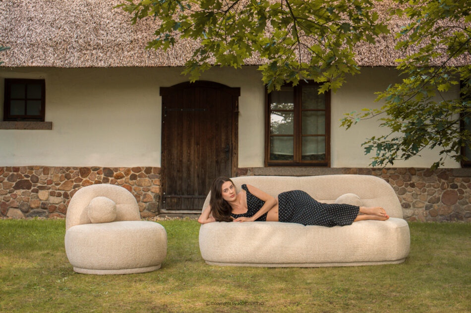 MALVE Sofa trzyosobowa boucle w stylu japandi chłodny brązowy chłodny brązowy - zdjęcie 11