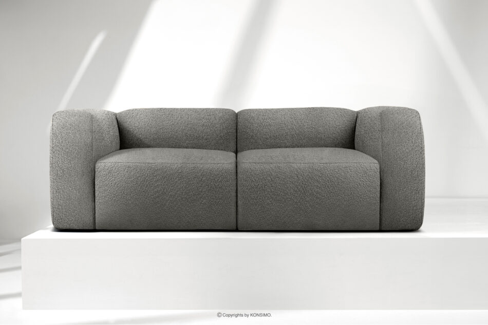 BUFFO Miękka sofa dwuosobowa w tkaninie boucle stalowy stalowy - zdjęcie 1