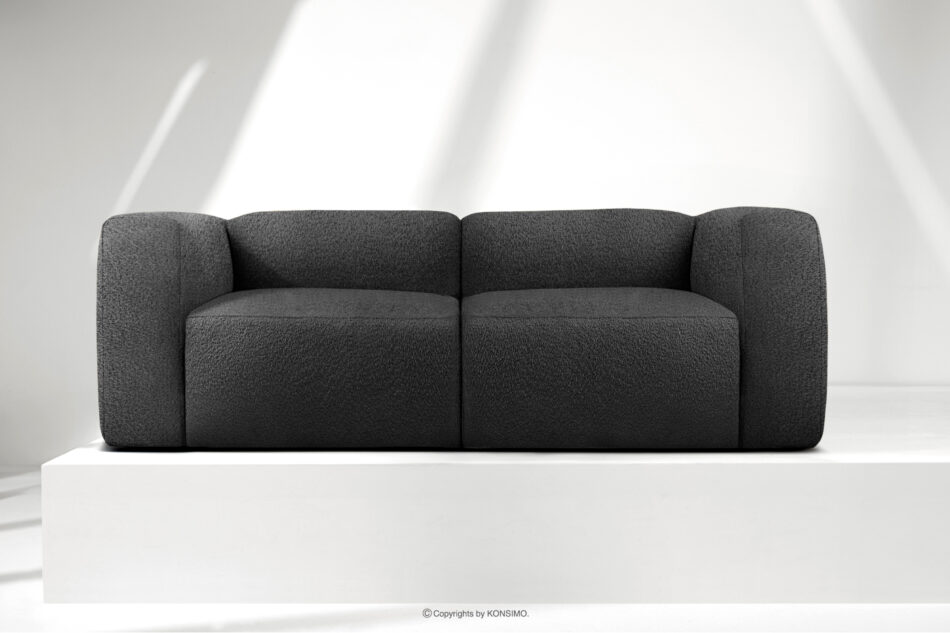BUFFO Miękka sofa dwuosobowa w tkaninie boucle ciemny szary ciemny szary - zdjęcie 1