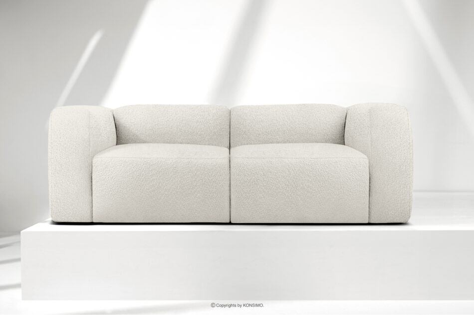 BUFFO Miękka sofa dwuosobowa w tkaninie boucle biały biały - zdjęcie 1