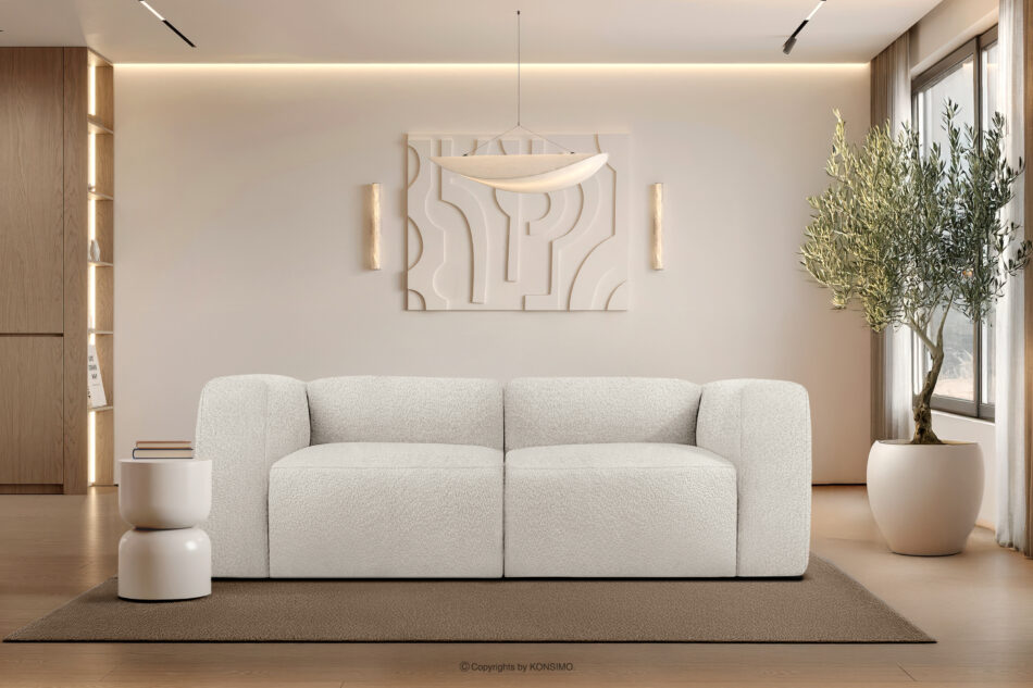 BUFFO Miękka sofa dwuosobowa w tkaninie boucle biały biały - zdjęcie 9