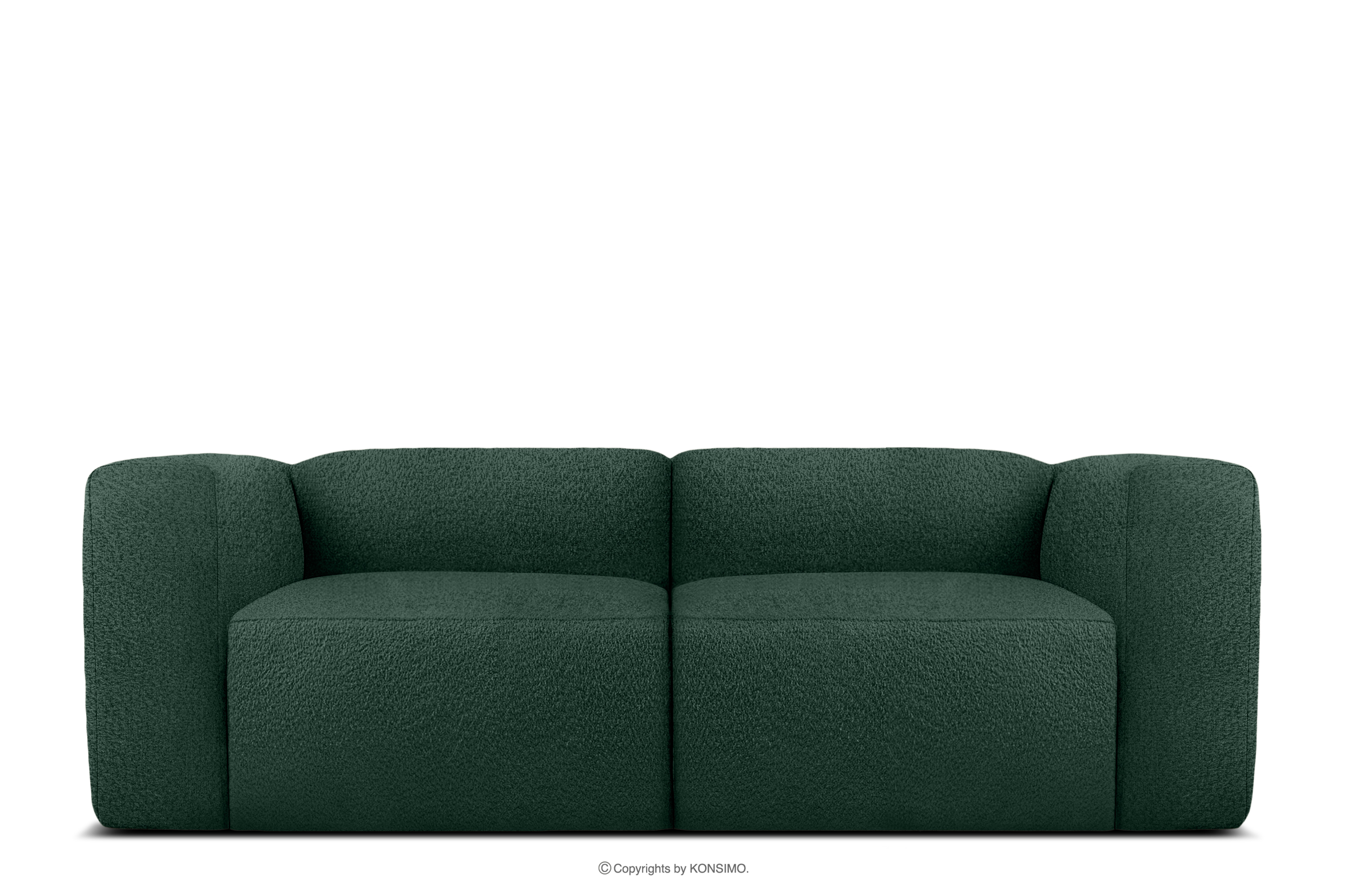 Miękka sofa dwuosobowa w tkaninie boucle ciemny zielony BUFFO