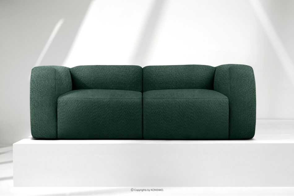 BUFFO Miękka sofa dwuosobowa w tkaninie boucle ciemny zielony ciemny zielony - zdjęcie 1