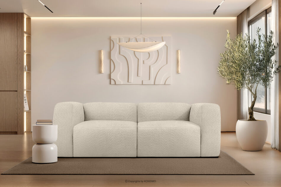 BUFFO Miękka sofa dwuosobowa w tkaninie boucle jasny beżowy jasny beżowy - zdjęcie 9