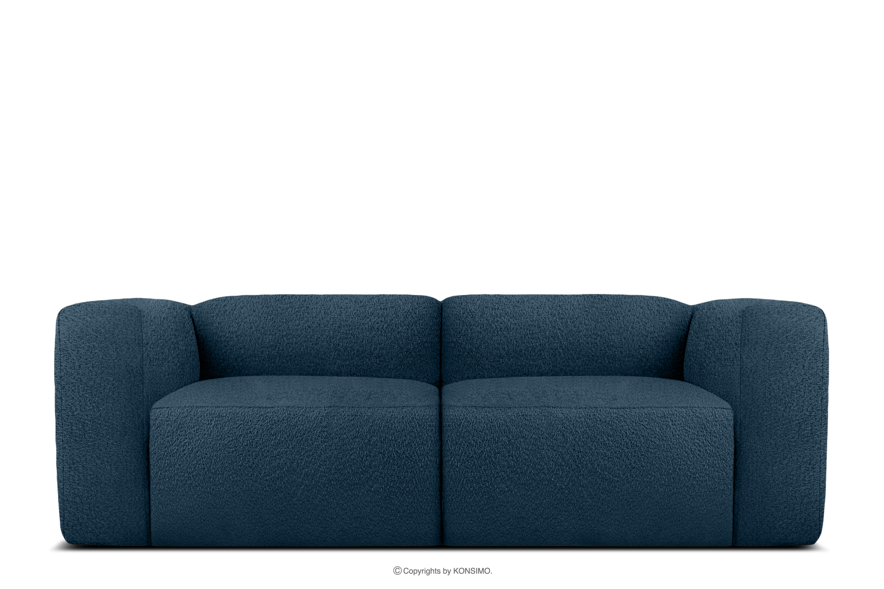 Miękka sofa dwuosobowa w tkaninie boucle granatowy