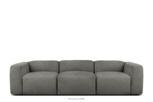 BUFFO, https://konsimo.pl/kolekcja/buffo/ Miękka sofa trzyosobowa w tkaninie boucle stalowy stalowy - zdjęcie