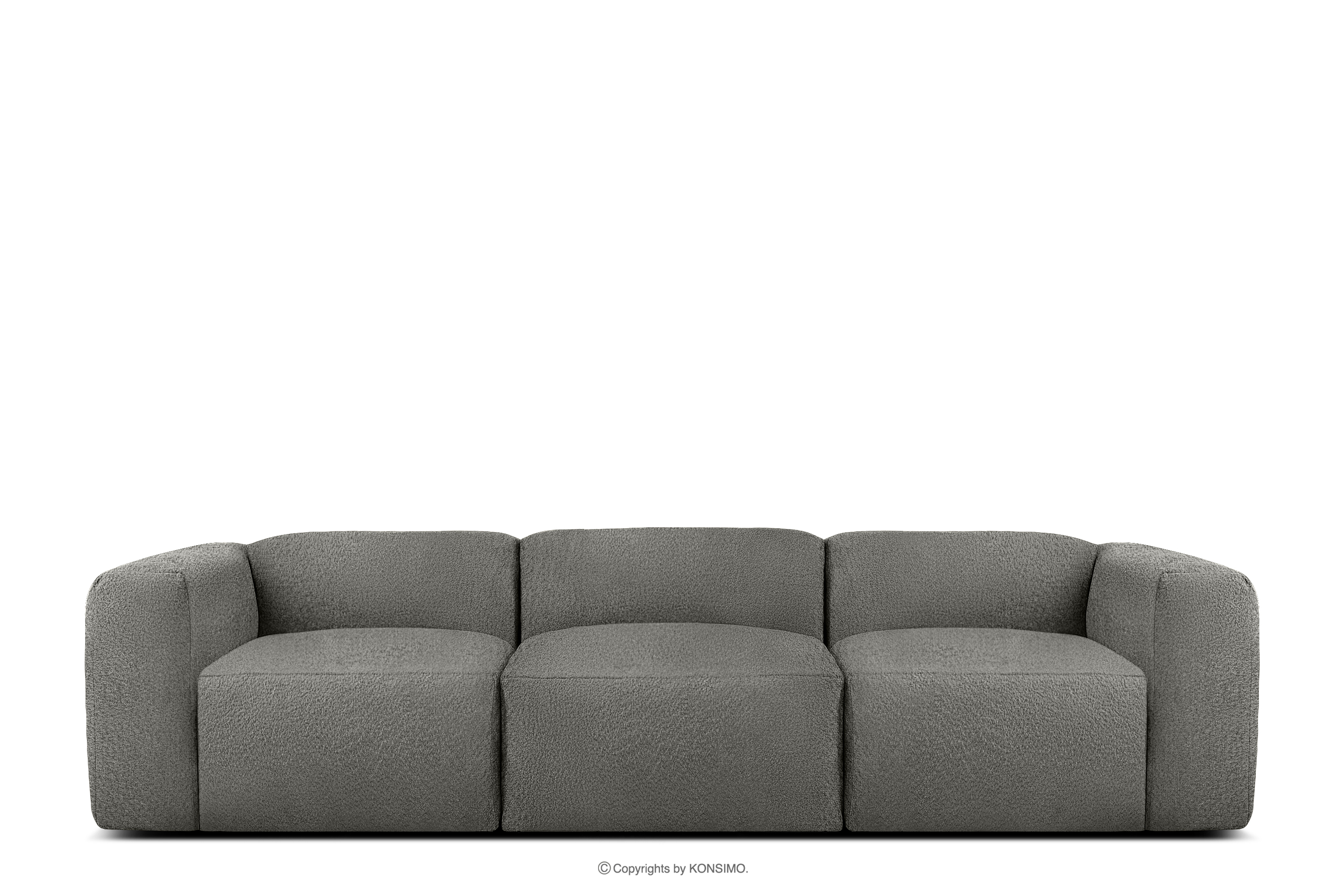 Miękka sofa trzyosobowa w tkaninie boucle stalowy