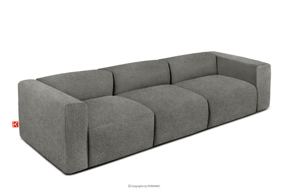 BUFFO Miękka sofa trzyosobowa w tkaninie boucle stalowy stalowy - zdjęcie 2