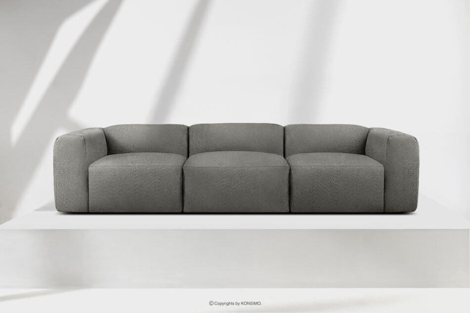 BUFFO Miękka sofa trzyosobowa w tkaninie boucle stalowy stalowy - zdjęcie 1