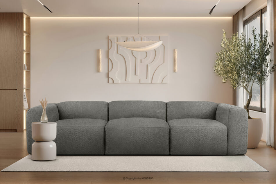 BUFFO Miękka sofa trzyosobowa w tkaninie boucle stalowy stalowy - zdjęcie 9