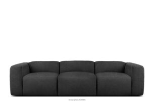 BUFFO, https://konsimo.pl/kolekcja/buffo/ Miękka sofa trzyosobowa w tkaninie boucle ciemny szary ciemny szary - zdjęcie